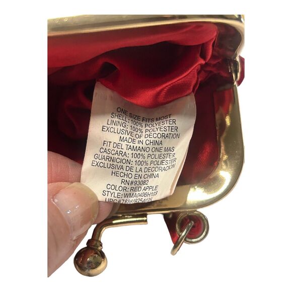 Red Ruffled Satiny Mini Purse Handbag 4”x4” Prom Party Holiday Polyester - Picture 11 of 12